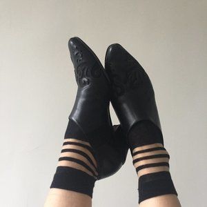 Via Spiga Western Ankle Boots Cutout Sheer Mesh